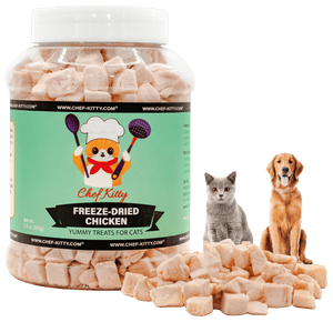 Human Grade Freeze - Dried Chicken Treats for Cats & Dogs - Healthy & Tasty - USA Inspected & Tested - Chef - Kitty