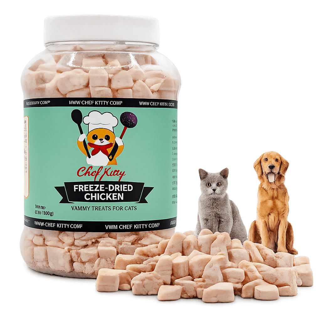 Human Grade Freeze - Dried Chicken Treats for Cats & Dogs - Healthy & Tasty - USA Inspected & Tested - Chef - Kitty