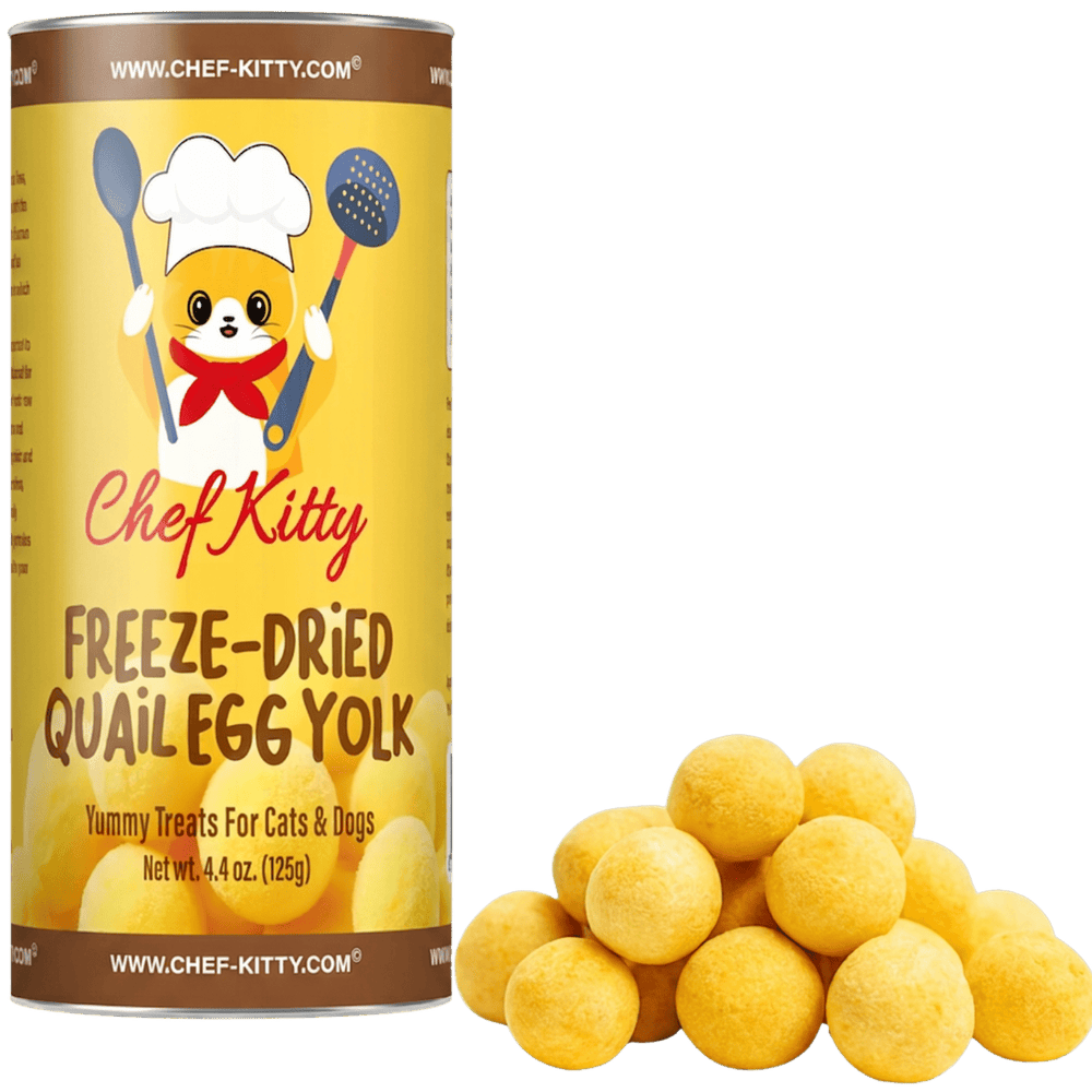 Quail Egg Yolk Treats for Cats & Dogs, All Natural High Protein, Gluten - Free, Made in USA - Chef - Kitty