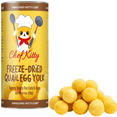 Quail Egg Yolk Treats for Cats & Dogs, All Natural High Protein, Gluten - Free, Made in USA - Chef - Kitty