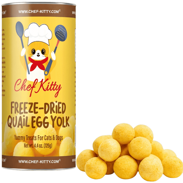 Quail Egg Yolk Treats for Cats & Dogs, All Natural High Protein, Gluten - Free, Made in USA - Chef - Kitty