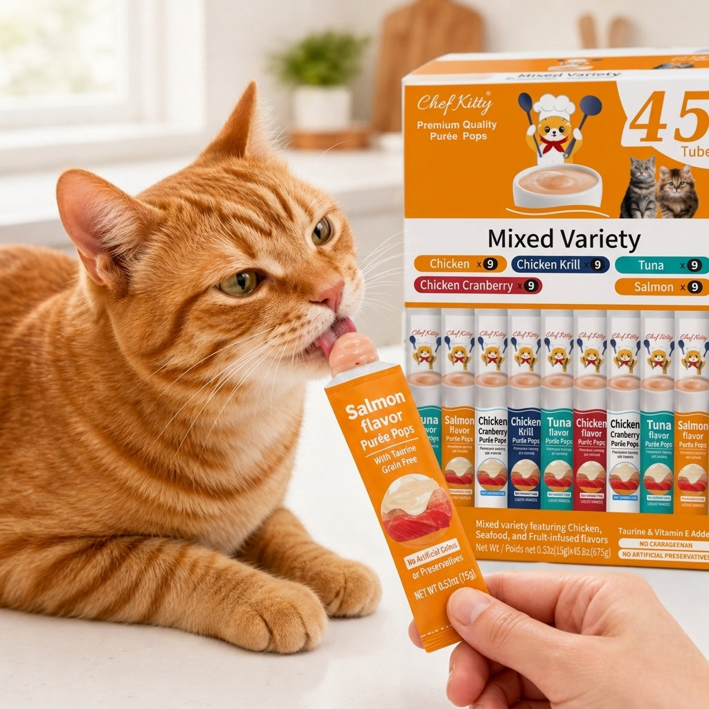 Chef Kitty Purée Pops - Grain-Free Cat Treats 45 Pack