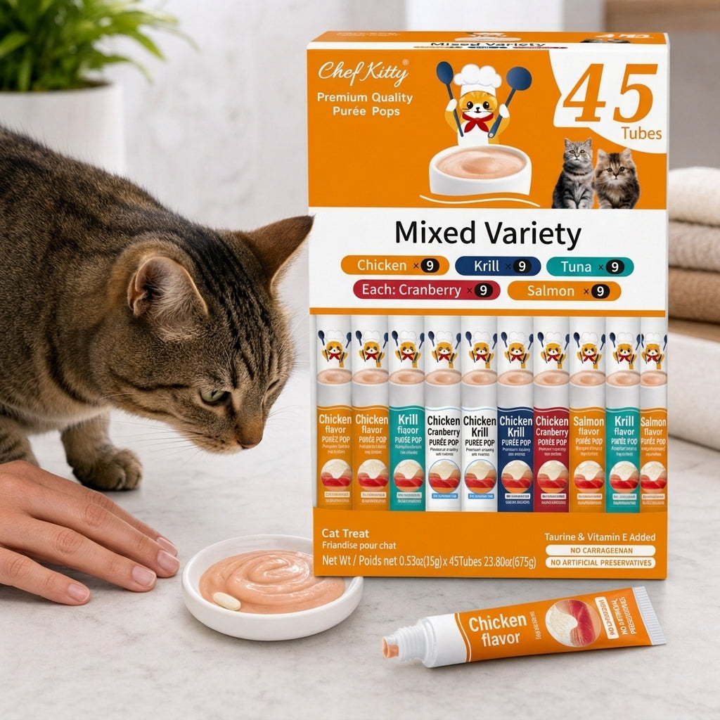 Chef Kitty Purée Pops - Grain-Free Cat Treats 45 Pack
