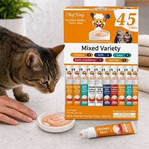 Chef Kitty Purée Pops - Grain-Free Cat Treats 45 Pack
