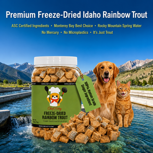 Chef Kitty Freeze Dried Rainbow Trout Cat Treats | Idaho Farm-Raised, Cat & Dog Food Toppers | Single Ingredient | Omega-3, High Protein | Grain Free Dog Treats | No Additives | Made in USA