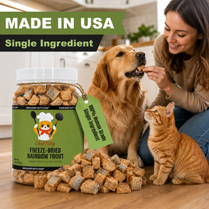 Chef Kitty Freeze Dried Rainbow Trout Cat Treats | Idaho Farm-Raised, Cat & Dog Food Toppers | Single Ingredient | Omega-3, High Protein | Grain Free Dog Treats | No Additives | Made in USA
