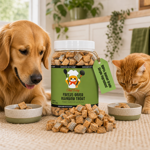 Chef Kitty Freeze Dried Rainbow Trout Cat Treats | Idaho Farm-Raised, Cat & Dog Food Toppers | Single Ingredient | Omega-3, High Protein | Grain Free Dog Treats | No Additives | Made in USA