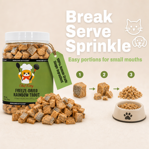 Chef Kitty Freeze Dried Rainbow Trout Cat Treats | Idaho Farm-Raised, Cat & Dog Food Toppers | Single Ingredient | Omega-3, High Protein | Grain Free Dog Treats | No Additives | Made in USA