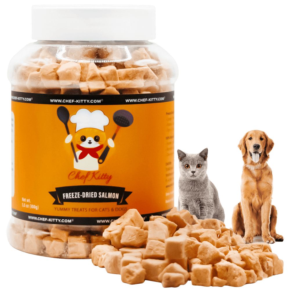 Wild Caught Freeze Dried Salmon Treats for Cats & Dogs - 100% Natural - Chef - Kitty